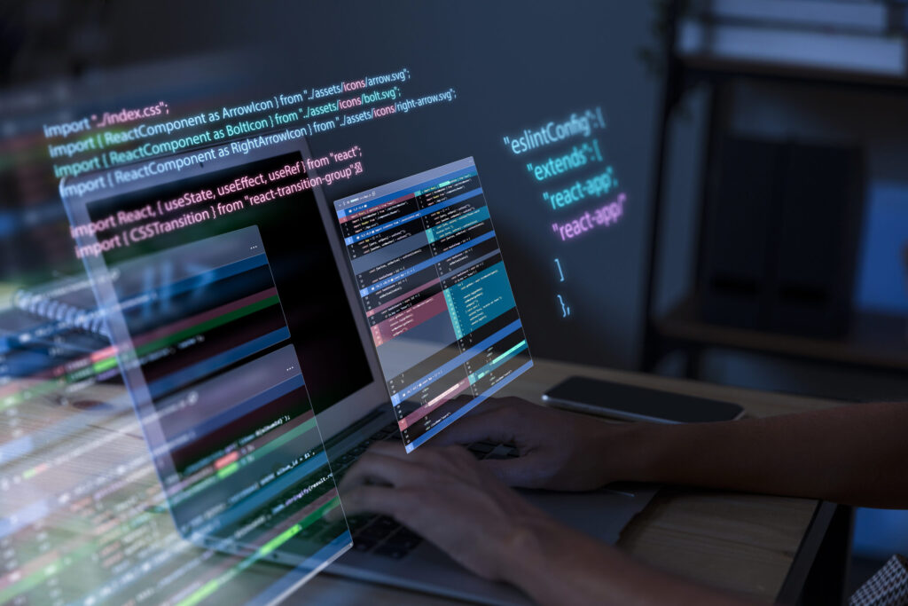 programming background with person working with codes computer scaled 1